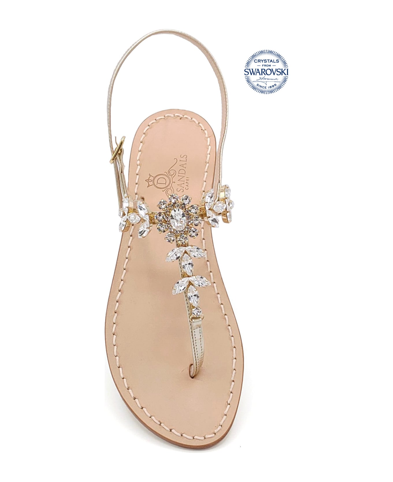 Dea Sandals Marina Grande Flip Flops Thong Sandals - gold, crystal