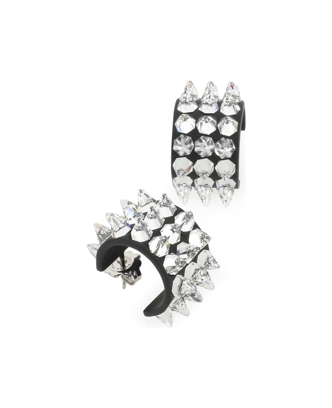 Amina Muaddi Embellished Metal Small Karma Earrings - WHITEJET イヤリング