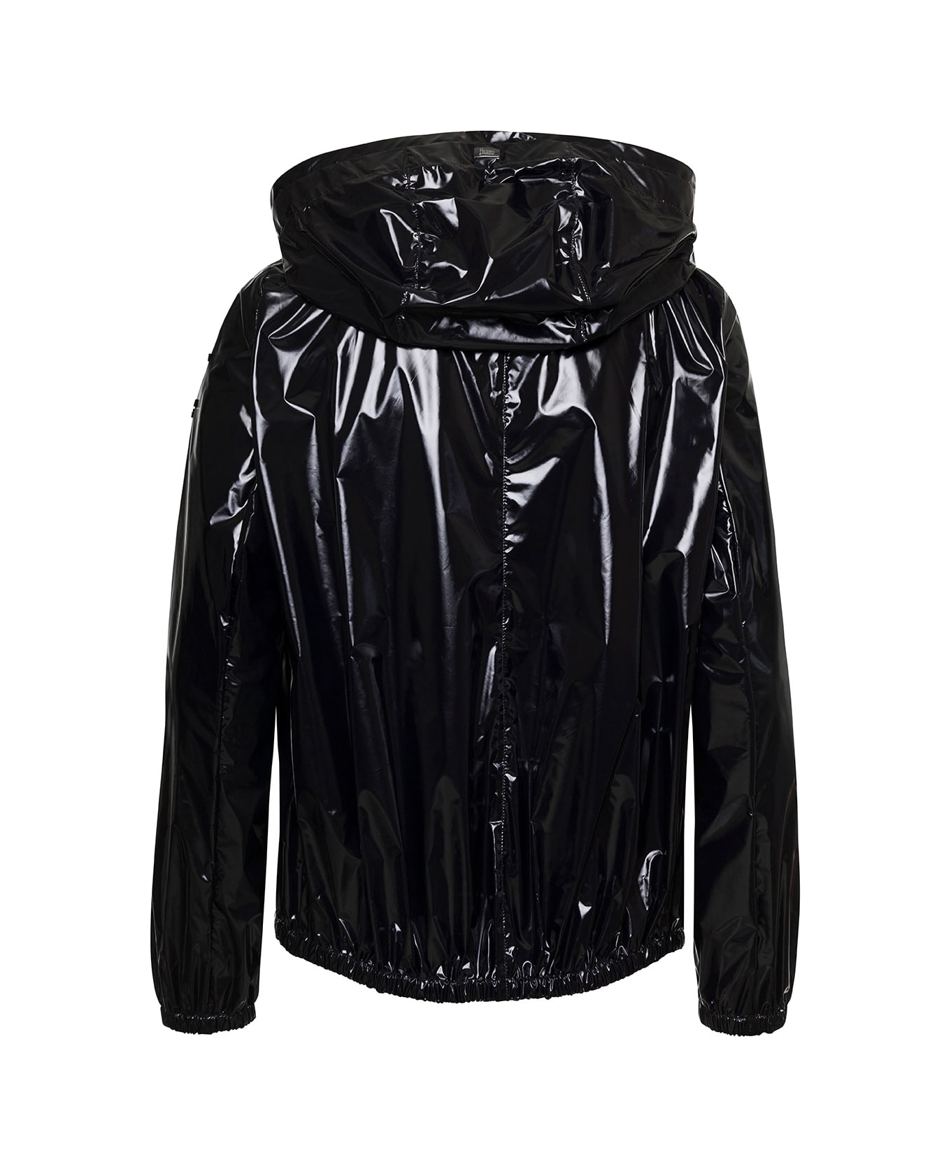 Herno Black Gloss Cape Hooded Jacket In Polyester Woman - Black