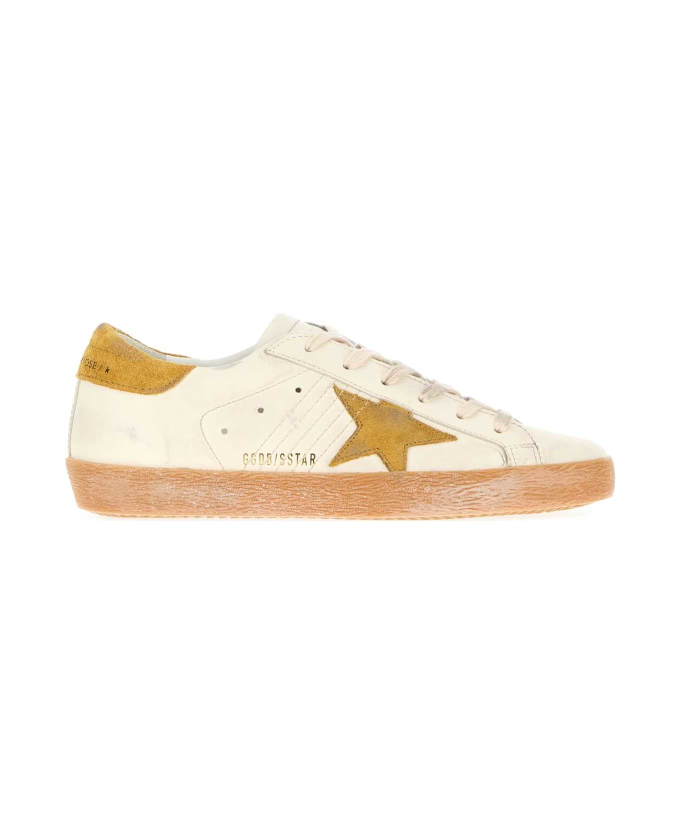Golden Goose White Leather Superstar Classic Sneakers - WHITEOCRA
