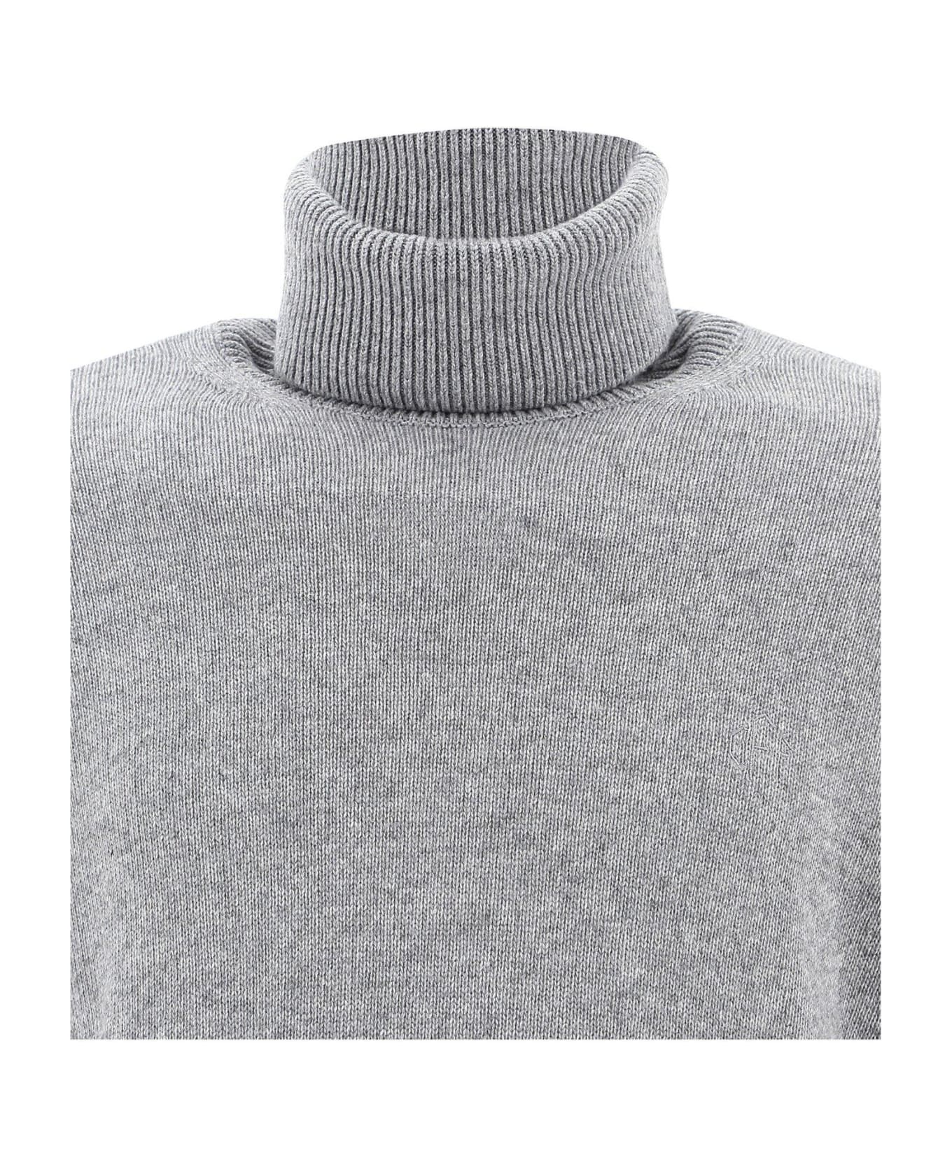 Off-White Fine Knit Turtleneck Jumper - Gray