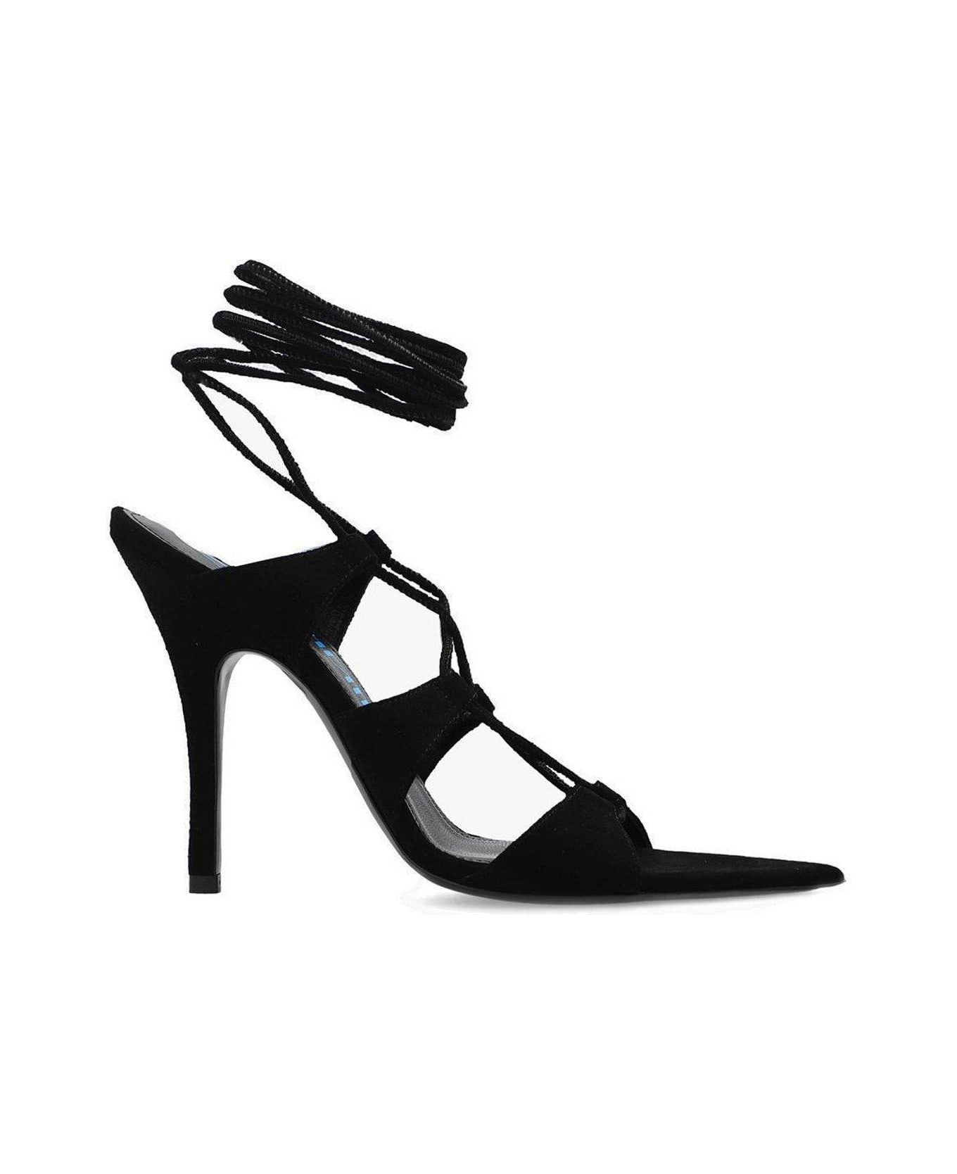 The Attico Renee Lace-up Ankle Strap Sandals - BLACK
