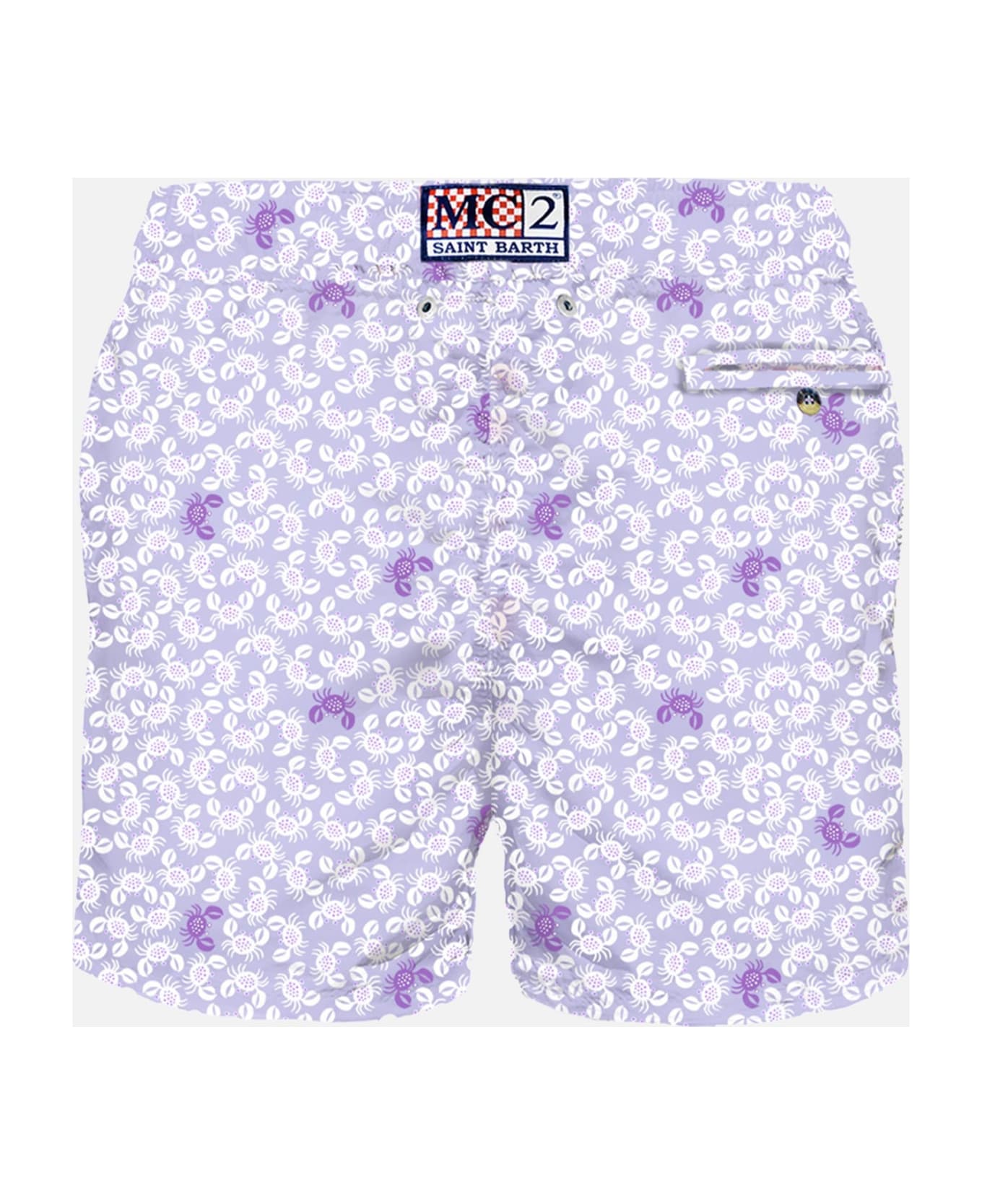 MC2 Saint Barth Man Light Fabric Swim Shorts With Crab Print - PURPLE