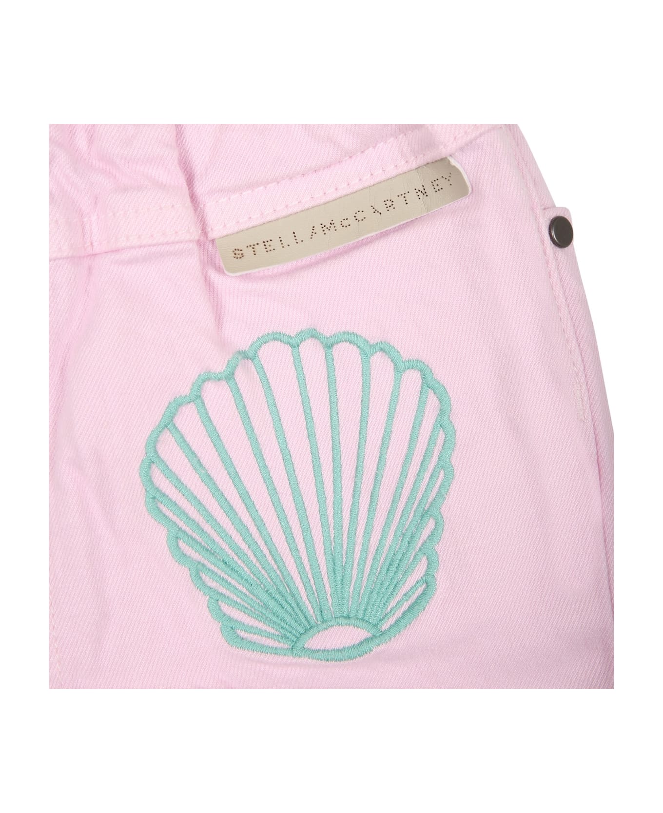 Stella McCartney Kids Pink Jeans For Baby Girl With Shells - Pink