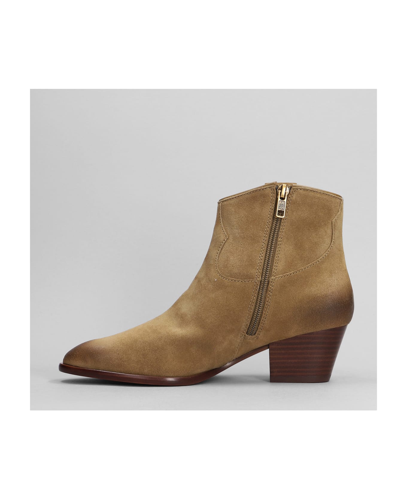 Ash Fame Texan Ankle Boots In Brown Suede - brown