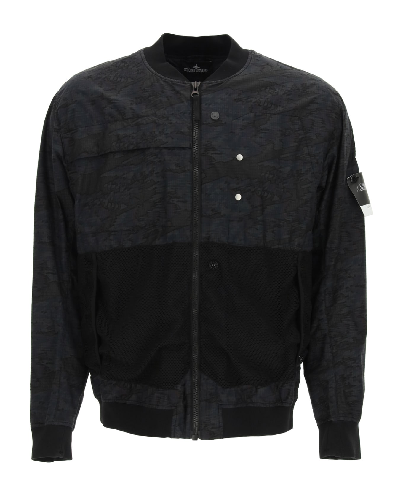 Stone Island Shadow Project Bomber Jacket In Dpm Ripstop Devore
 - NERO (Blue)
