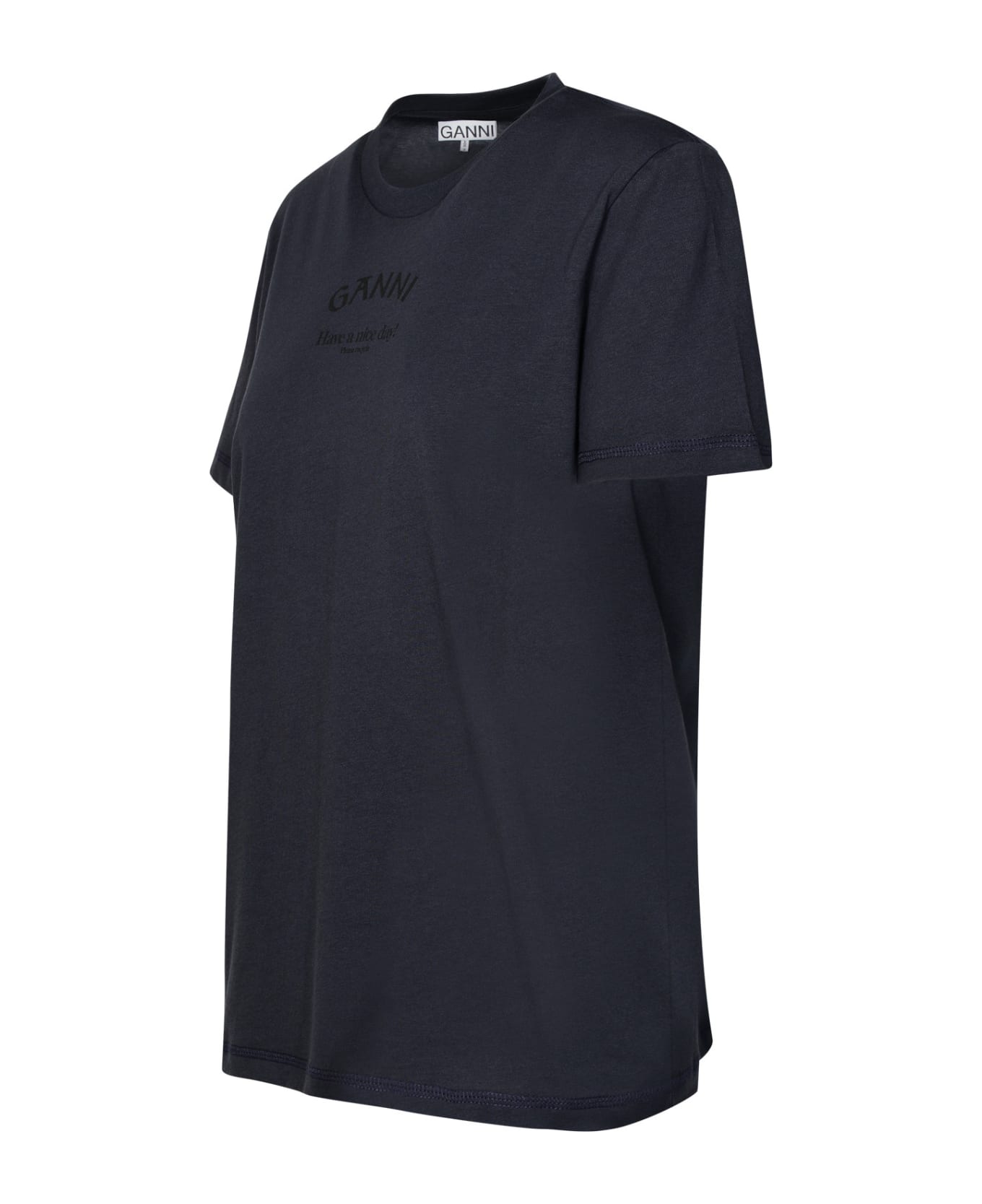 Ganni 'ganni' Navy Cotton T-shirt - Navy