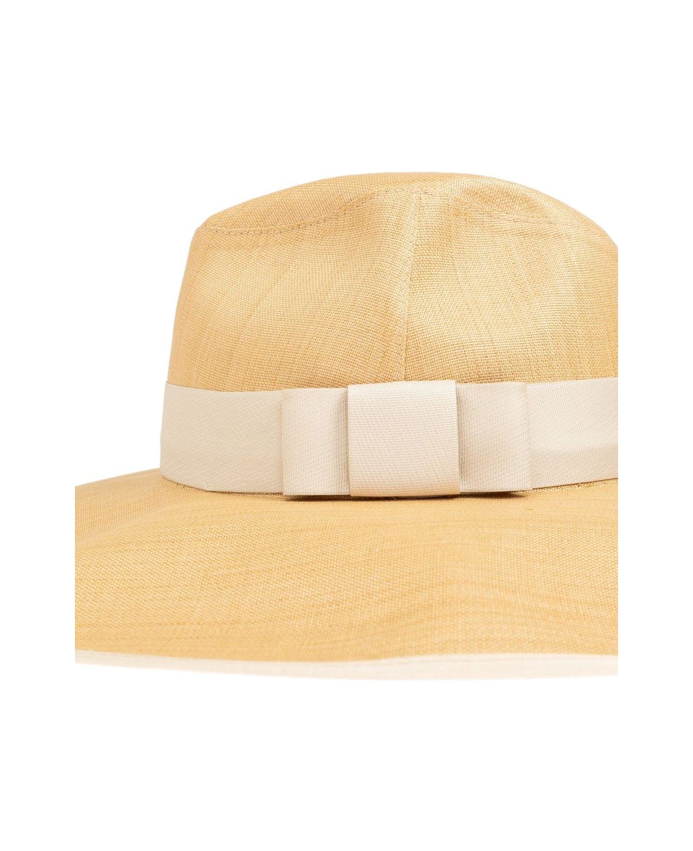 Alexander McQueen Bow-detailed Wide Brim Trilby - NEUTRALS