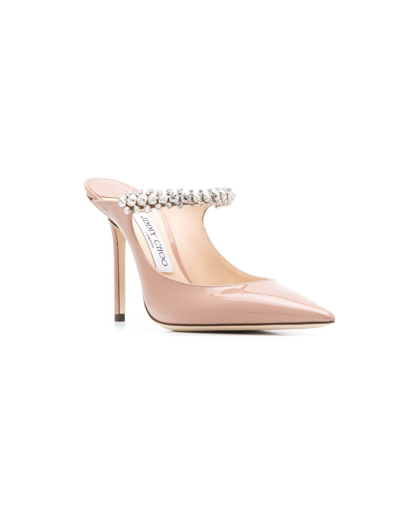 Jimmy Choo Pink Patent Leather Pumps With Crystal Strap Woman - Pink