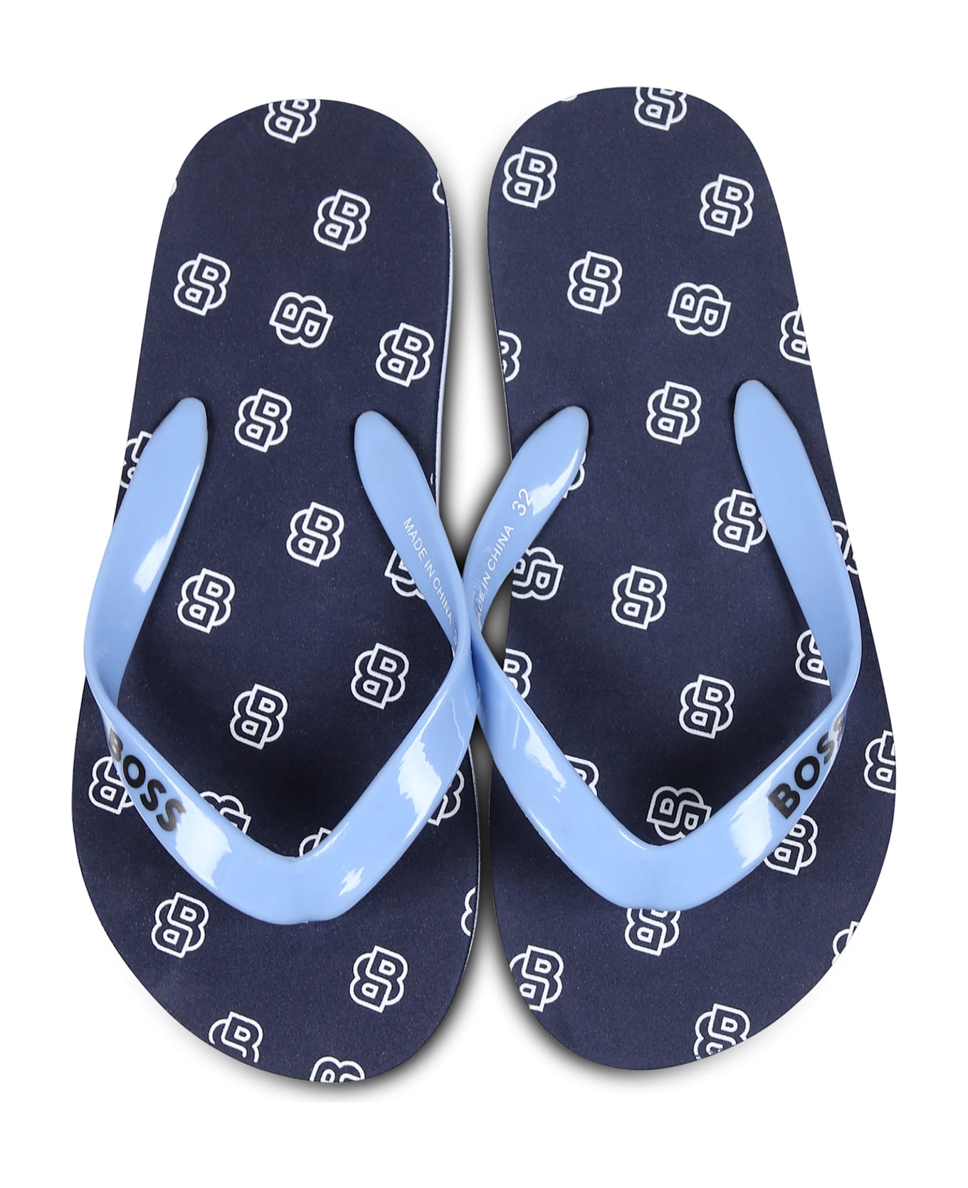 Hugo Boss Blue Flip-flops For Boy With Logo - Blue