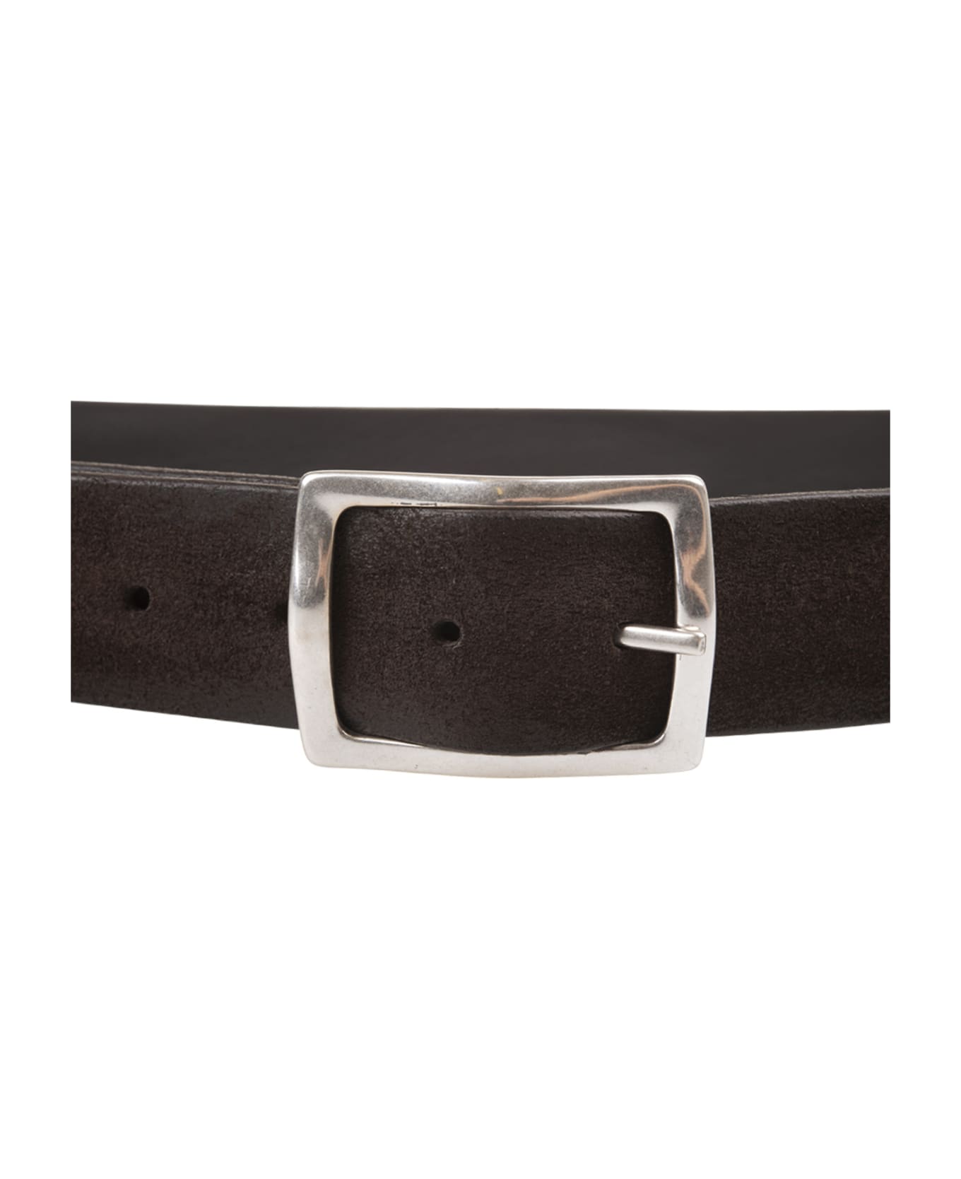 Orciani Dark Brown Hunting Double Belt In Suede And Leather - Brown