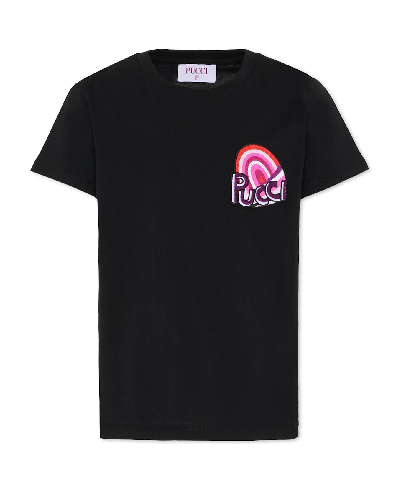 Pucci Black T-shirt With Patch For Girl - Black