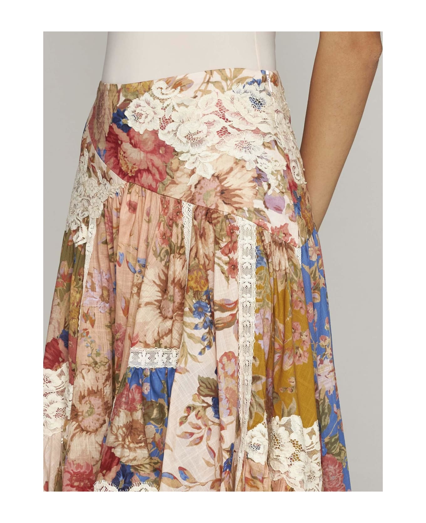 Zimmermann August Cotton Asymmetric Skirt - MultiColour