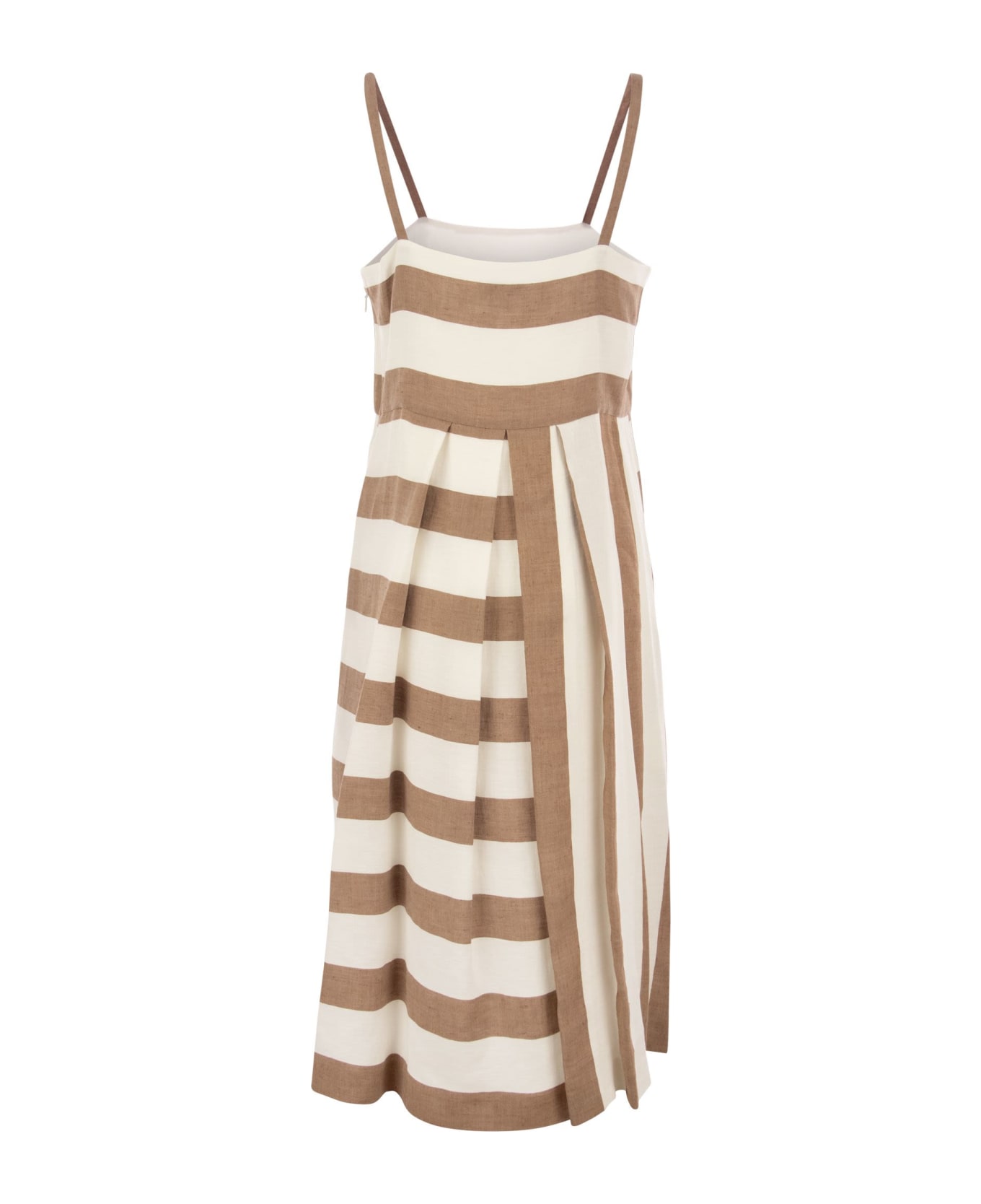 Antonelli Linen And Viscose Dress - Beige/brown ワンピース＆ドレス