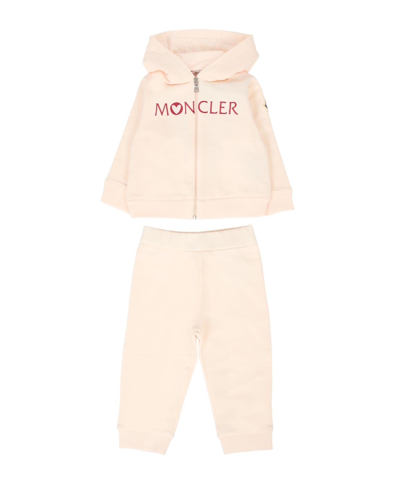 Moncler Pink Suit For Baby Girl With Logo - Pink