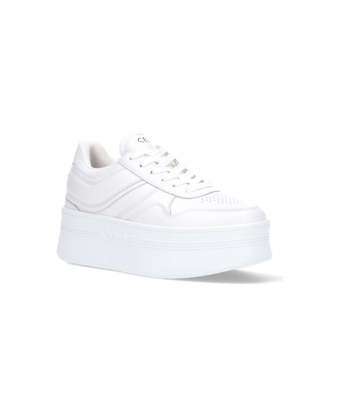 Celine Logo Platform Sneakers - White