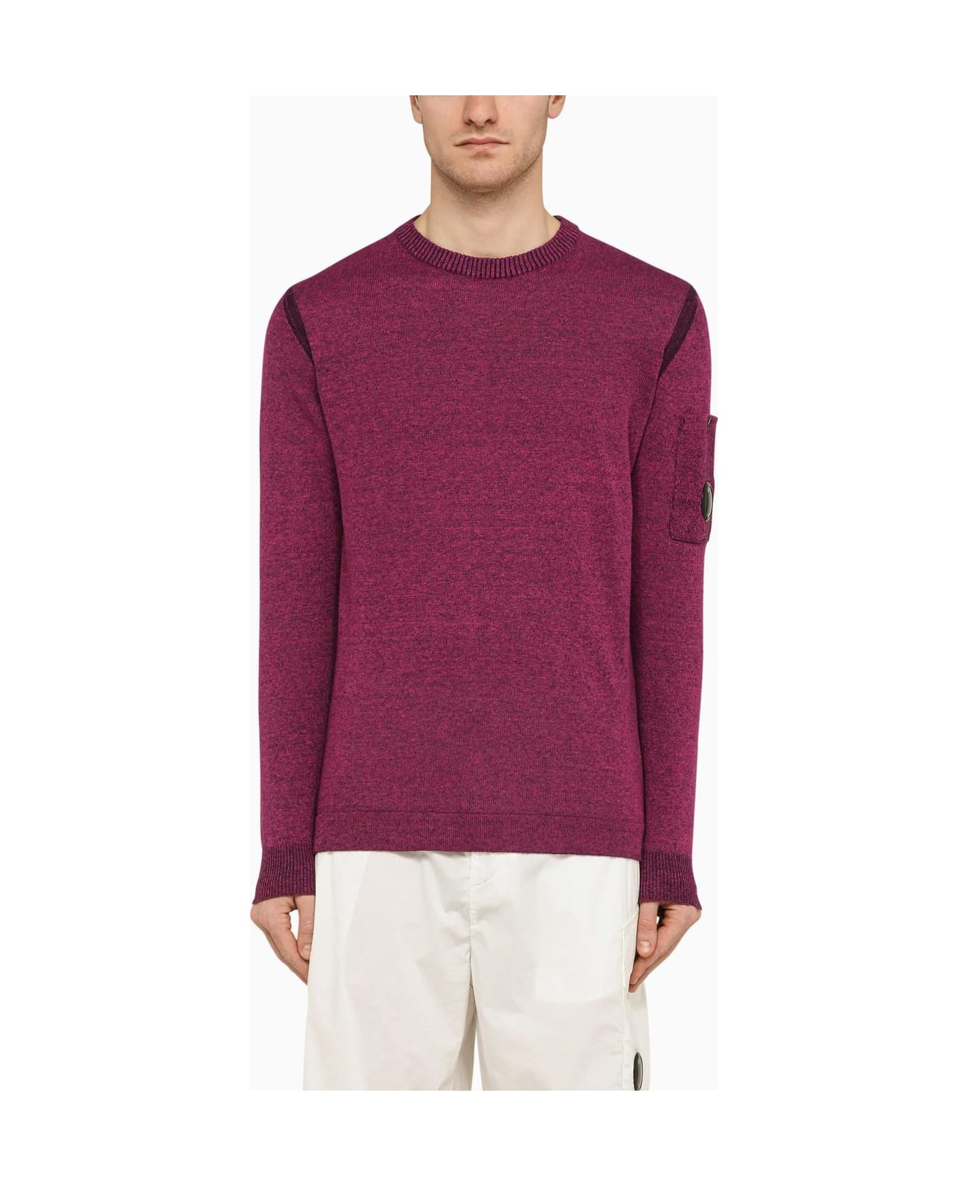 C.P. Company Red Linen-blend Crew-neck Sweater - Bordeaux
