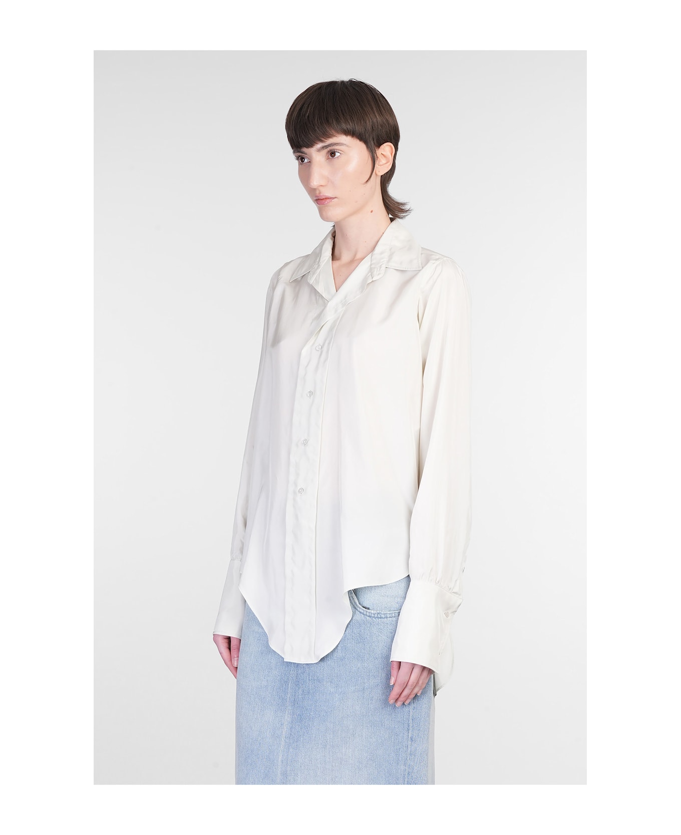 Shirt In Grey Viscose - Thumbnail 5