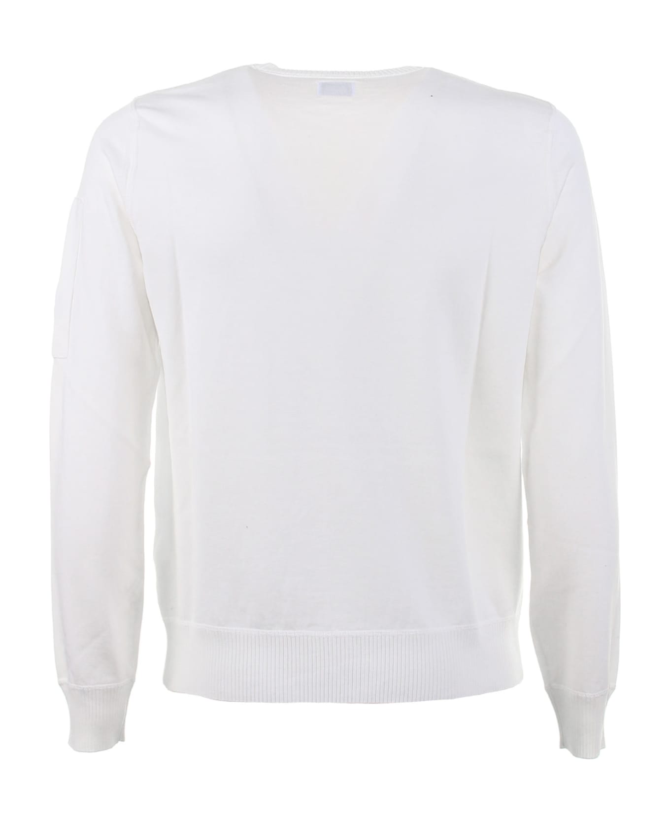 C.P. Company Sweater With Iconic Logo On The Sleeve - GAUZE WHITE