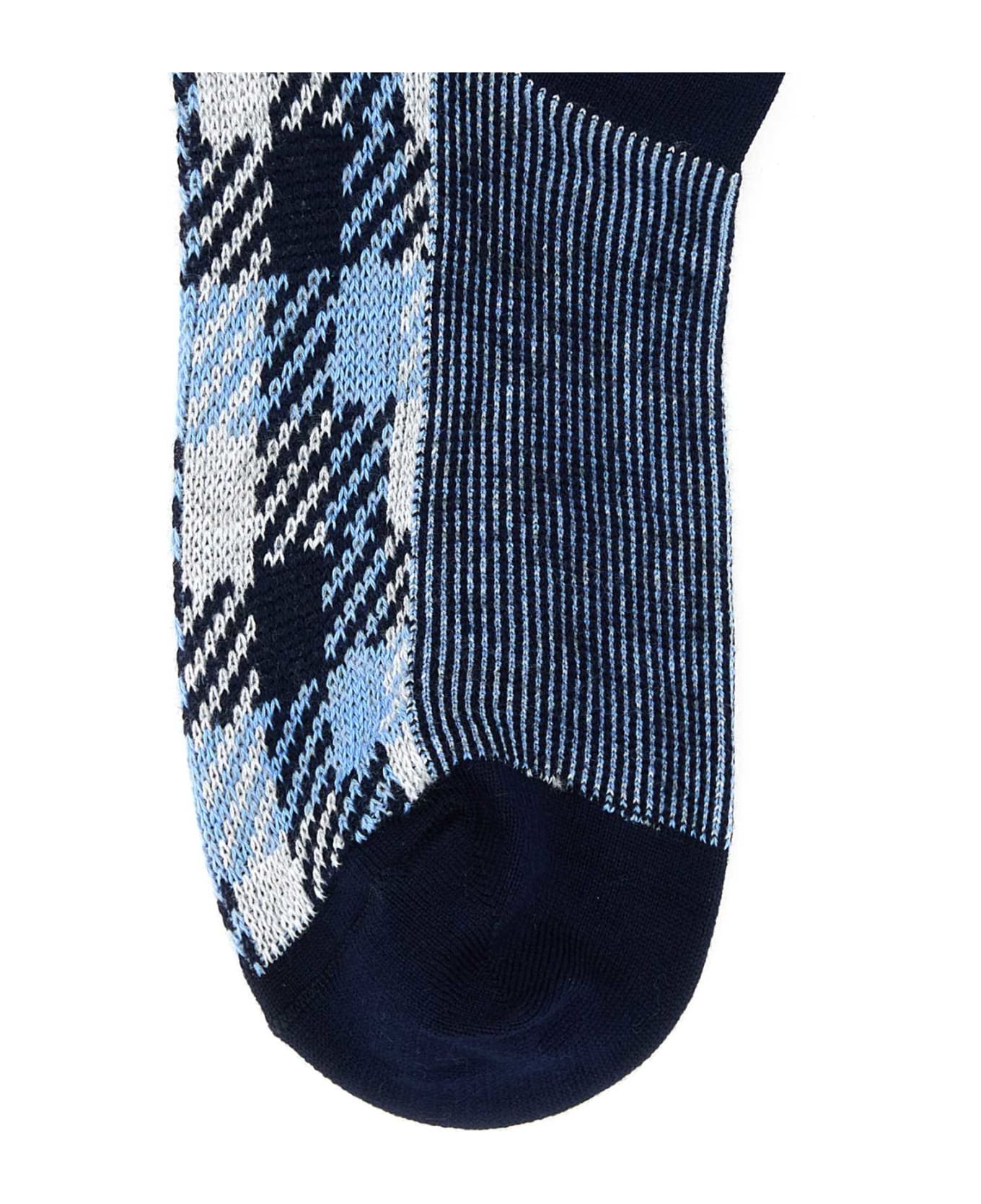 Prada Embroidered Stretch Cotton Socks - BLEU 靴下＆タイツ