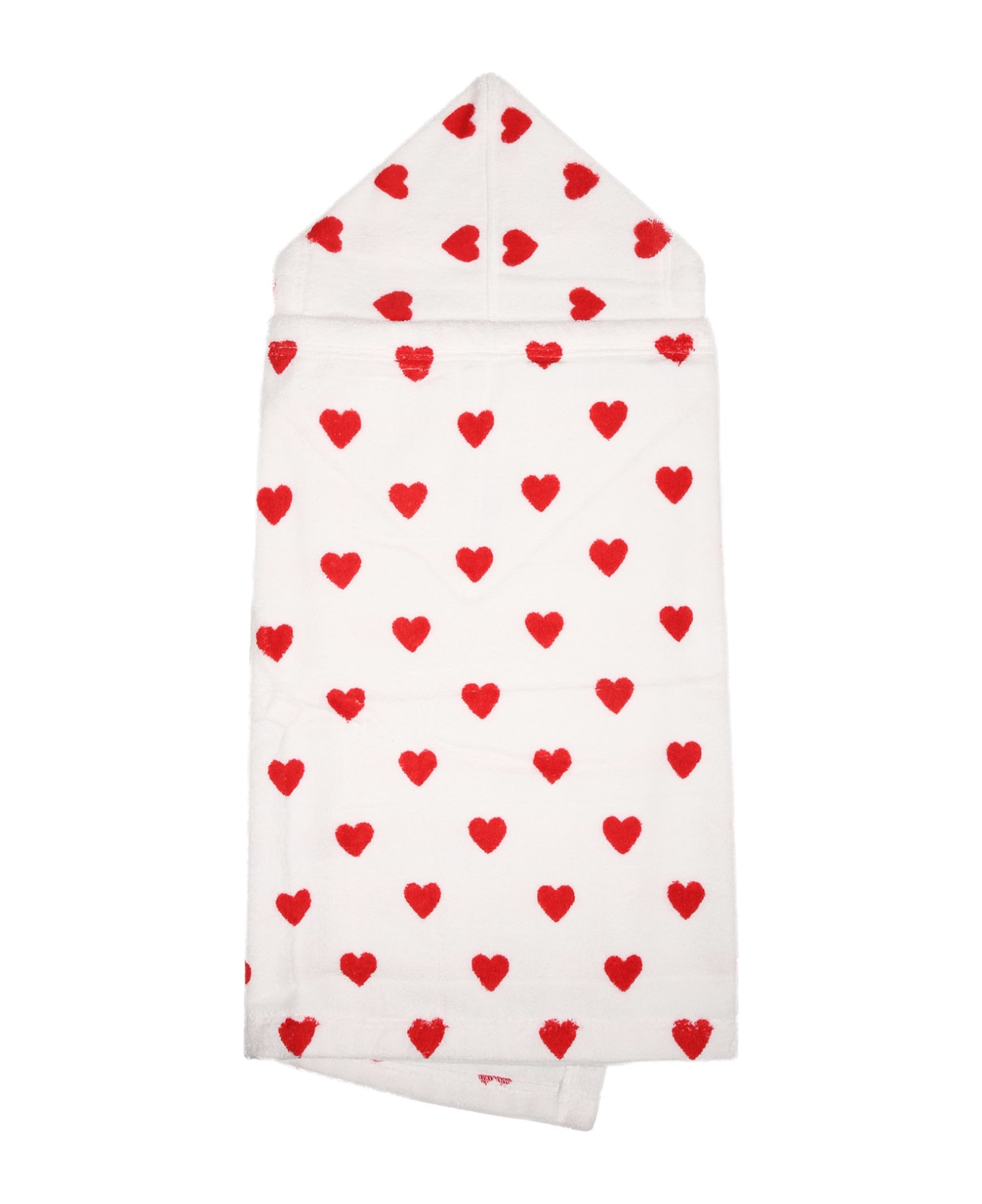 Petit Bateau White Bathrobe For Baby Girl With Hearts - White アクセサリー＆ギフト