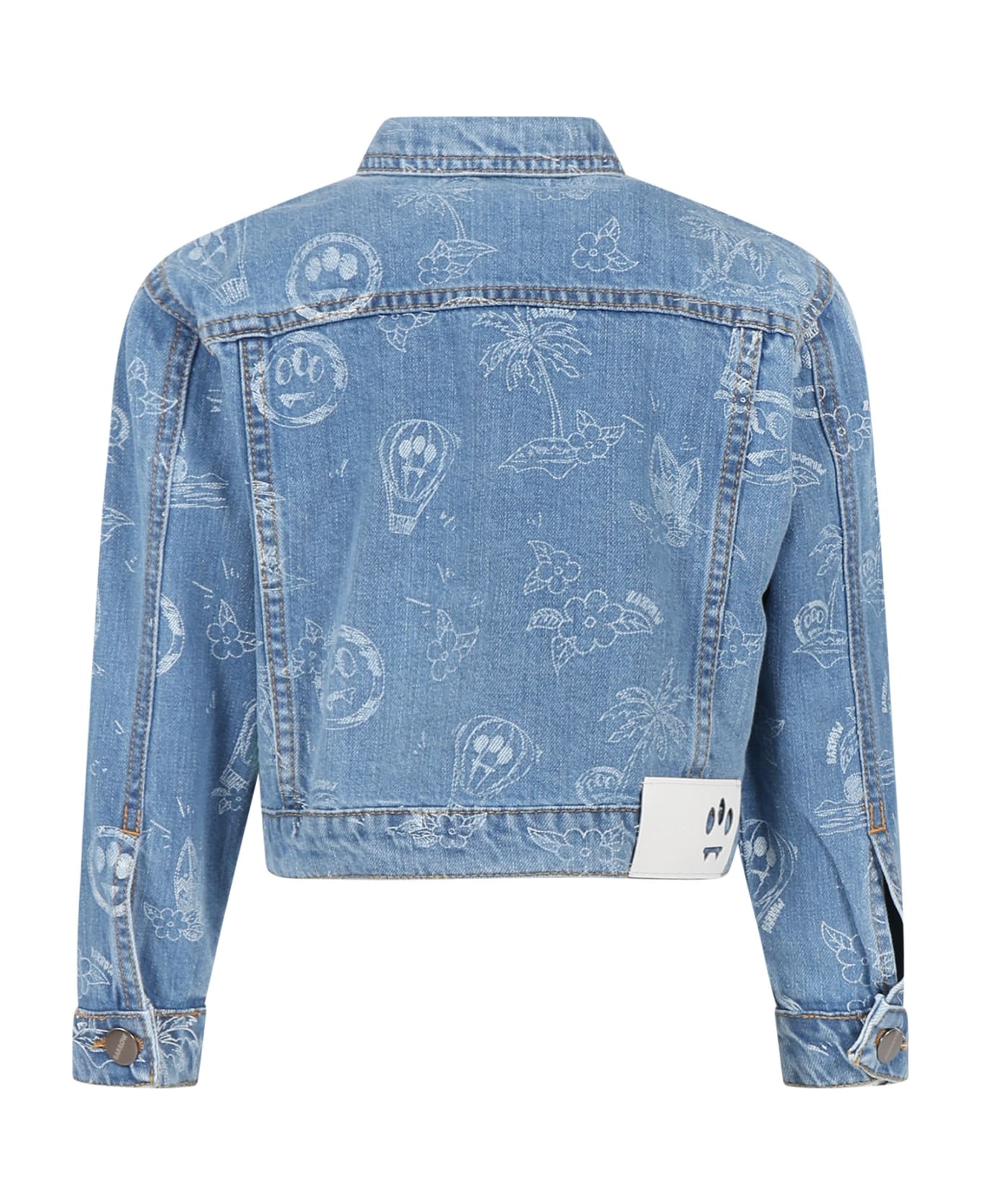 Barrow Light Blue Jacket For Kids With Iconic Smiley - Denim