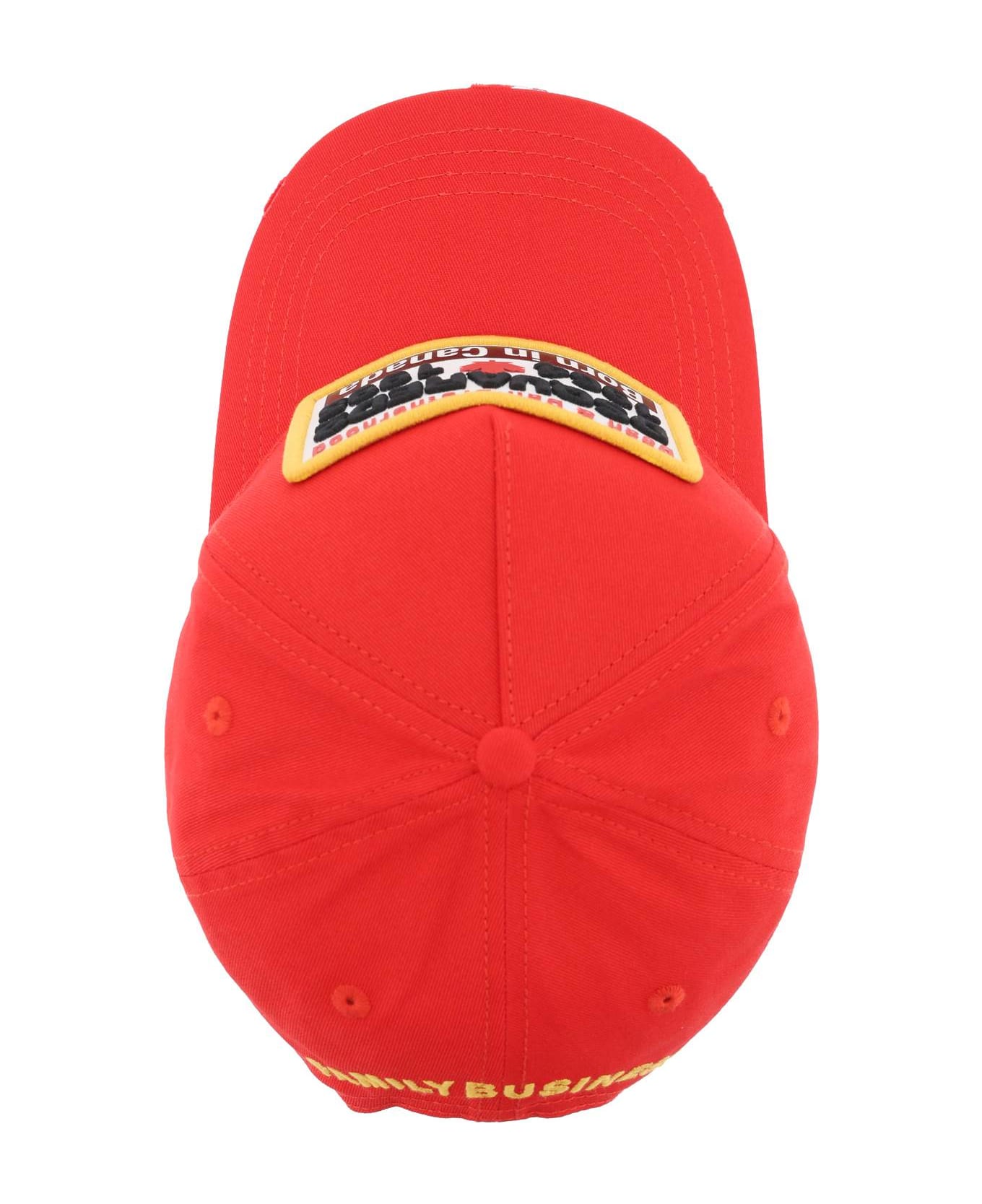 Dsquared2 Logo Embroidered Distressed Baseball Cap - Red
