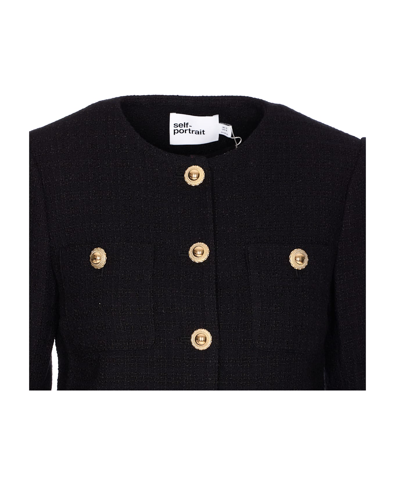 self-portrait Boucle' Fur Jacket - Black