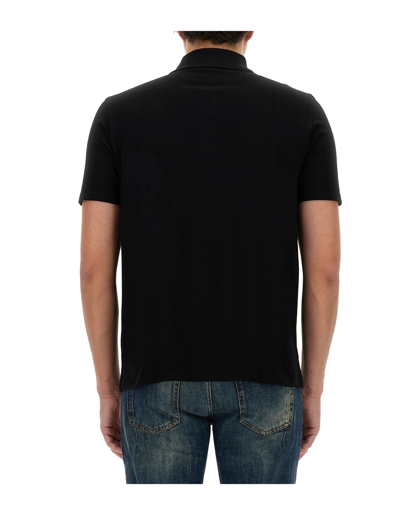 Balmain Logo Embroidered Short-sleeved Polo Shirt - Eab Noir Blanc ポロシャツ