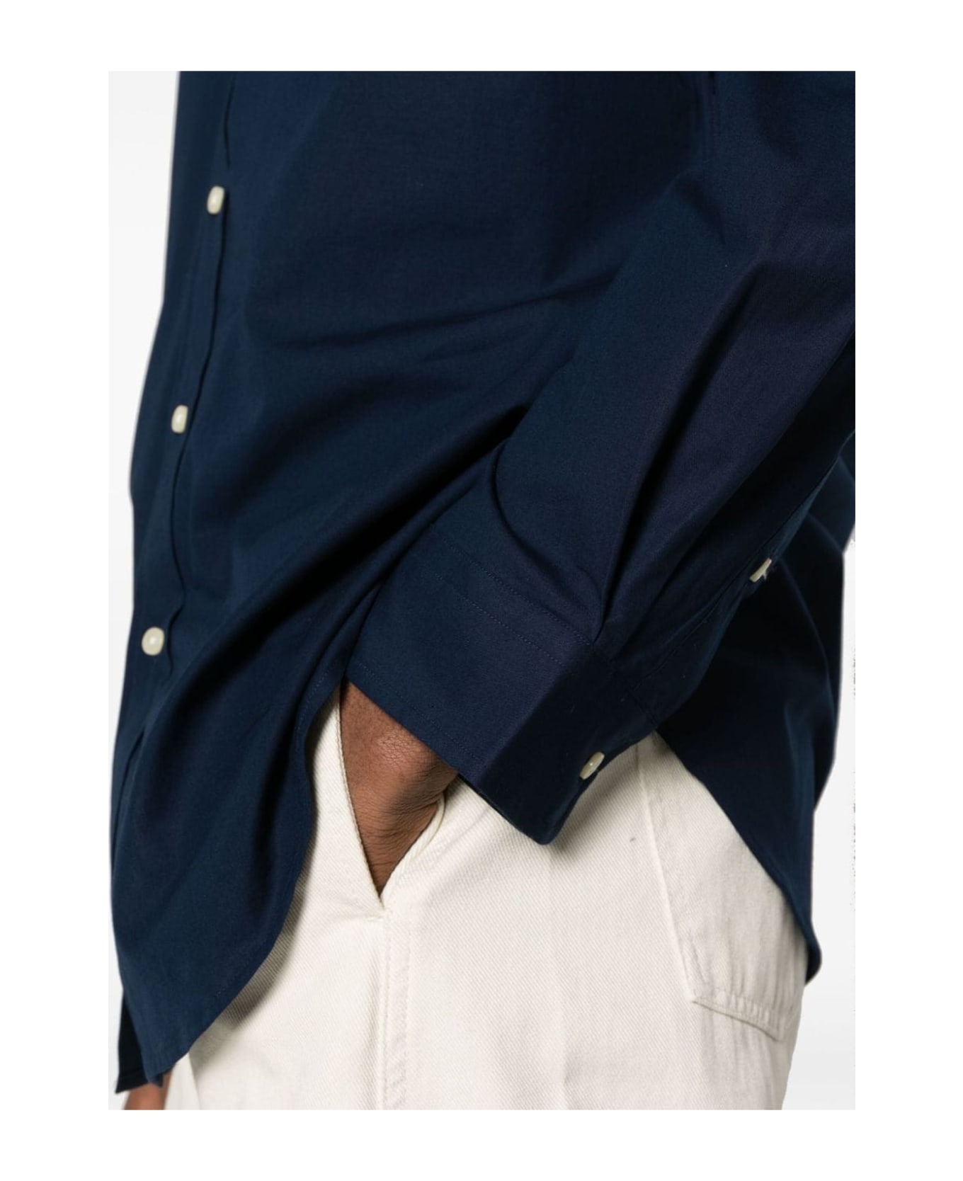 Ralph Lauren Navy Blue Stretch-cotton Shirt - Blue