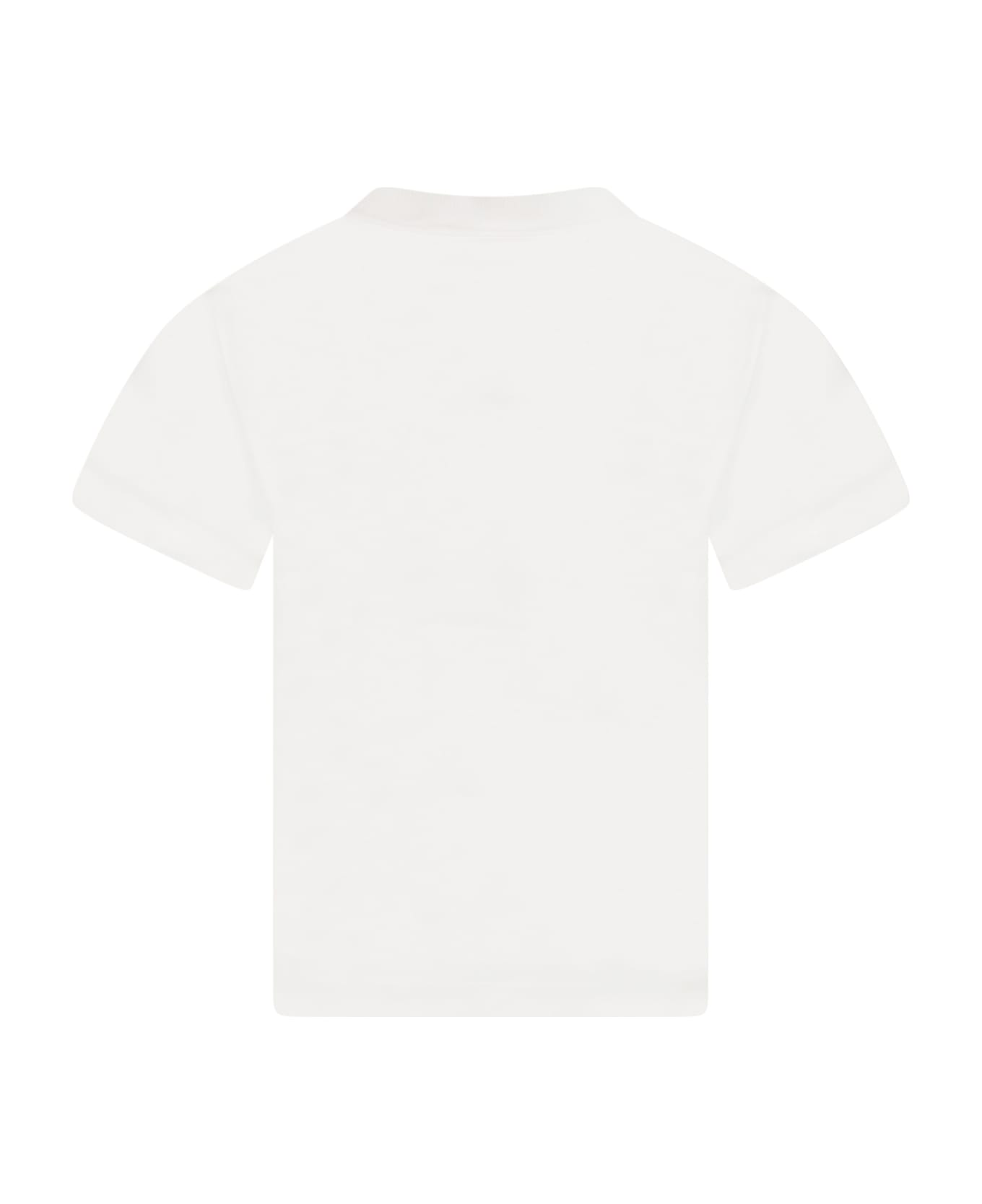 Stella McCartney Ivory T-shirt For Girl With Mushroom - Bianco