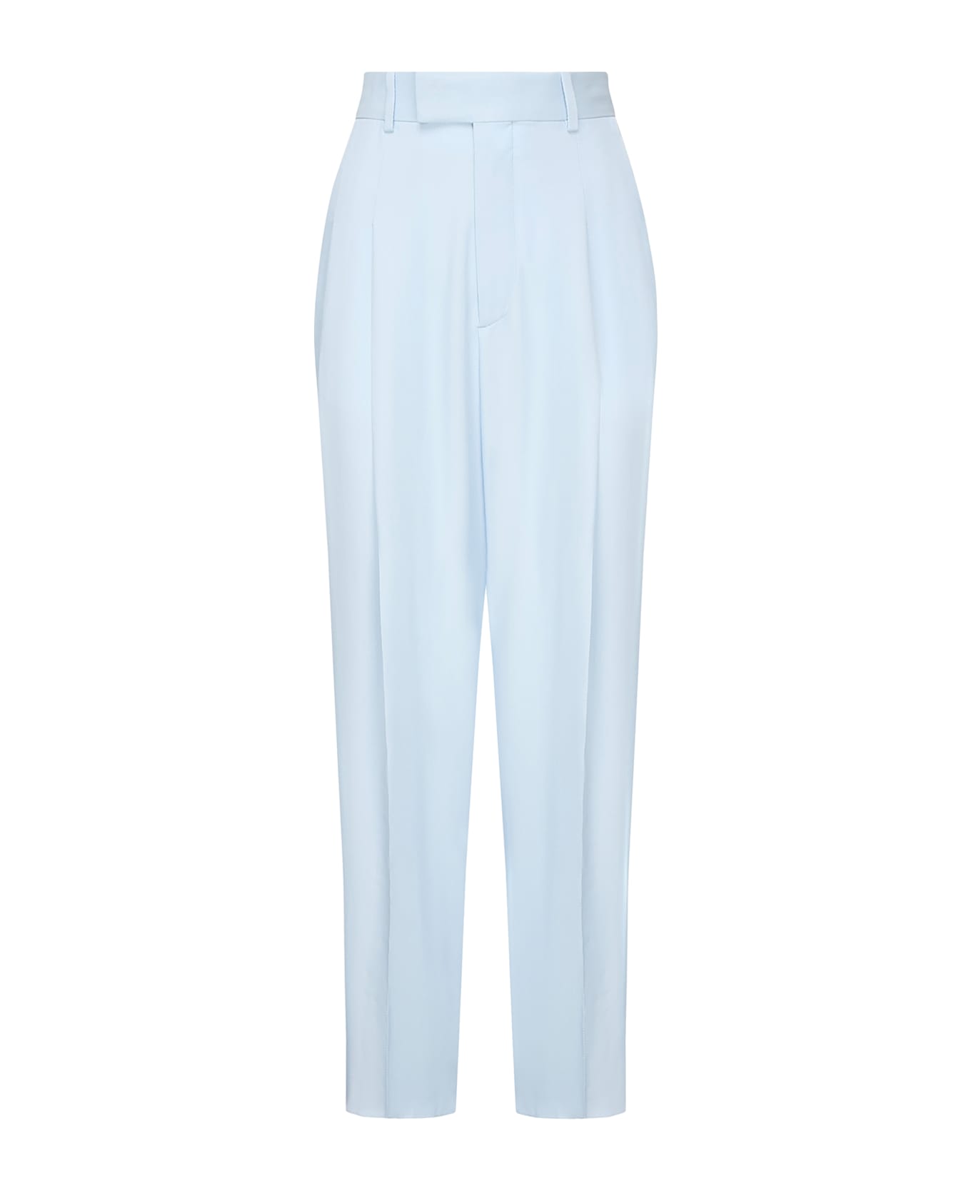 Bottega Veneta Silk And Viscose Twill Trousers - Blue