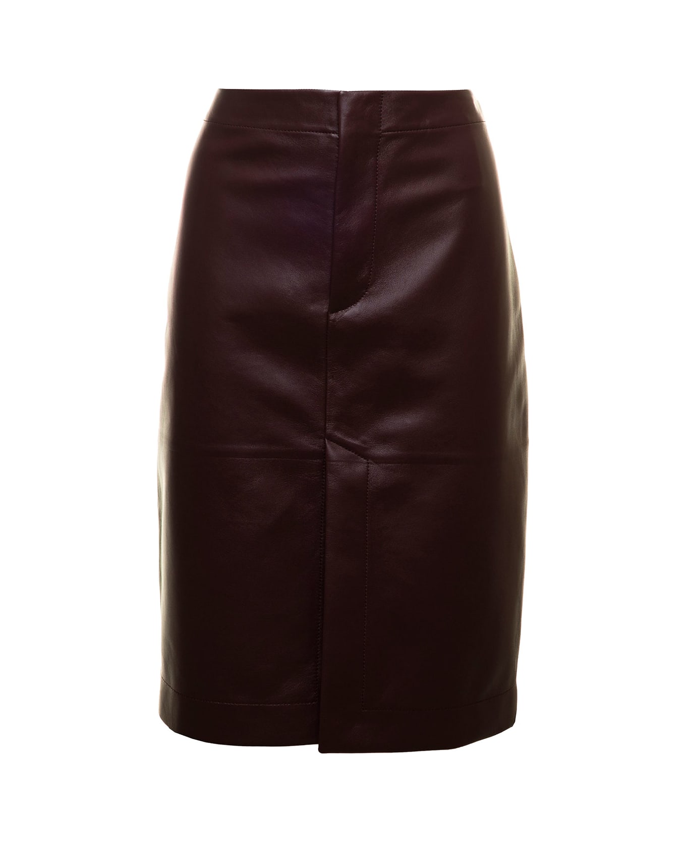 Bottega Veneta Pencil Leather Skirt - Bordeaux