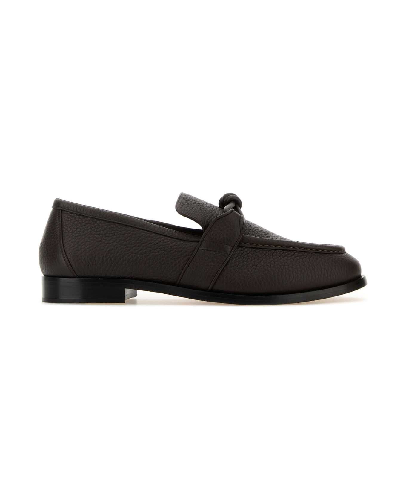 Bottega Veneta Dark Brown Leather Astaire Loafers - FONDANT