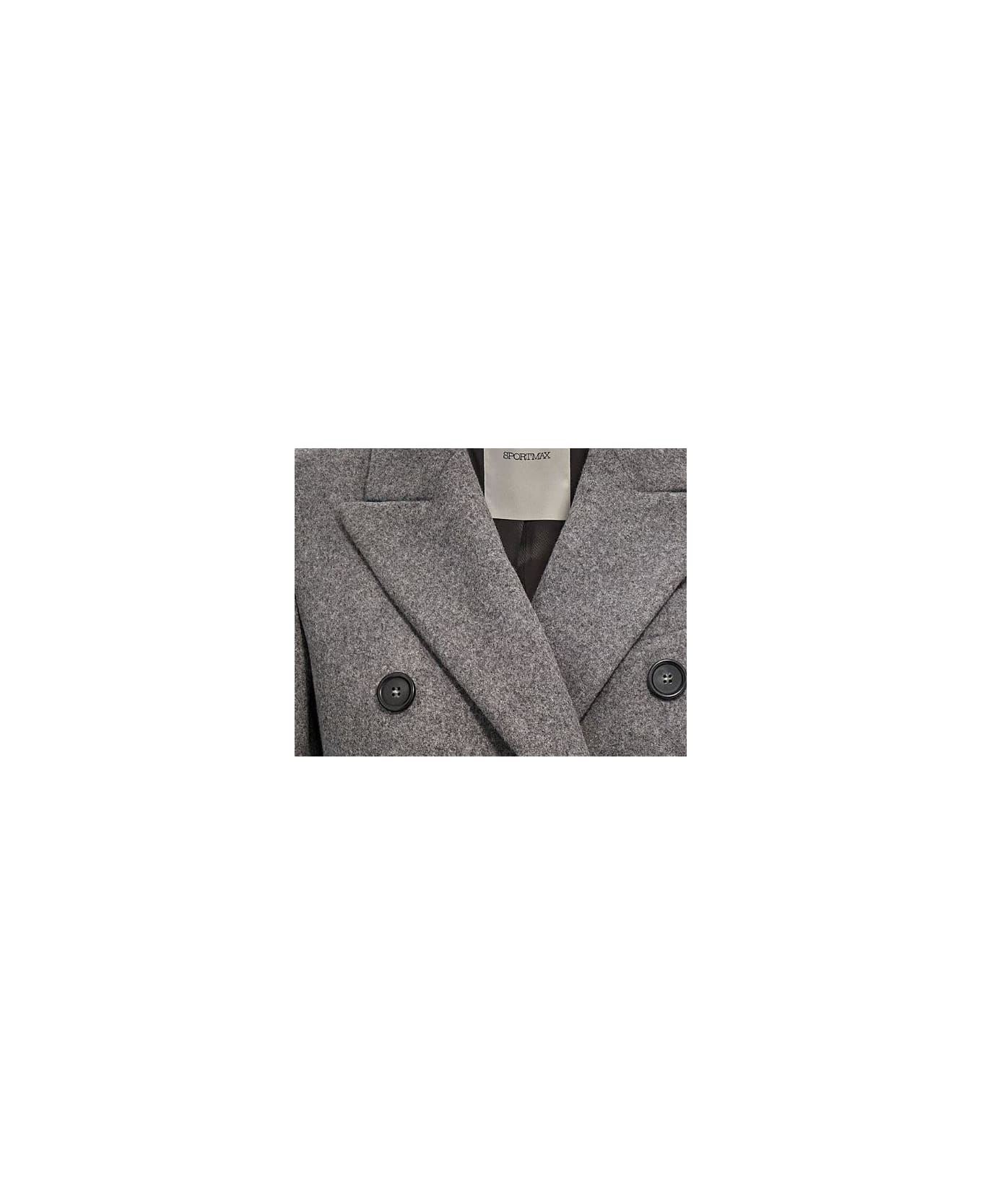 SportMax Double-breasted Long-sleeved Coat - Grigio