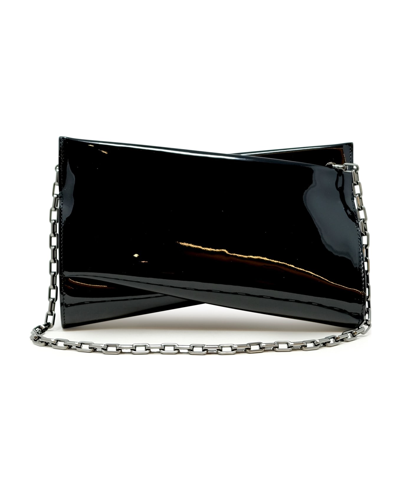 Christian Louboutin Black Patent Loubitwist Clutch Bag - BLACK