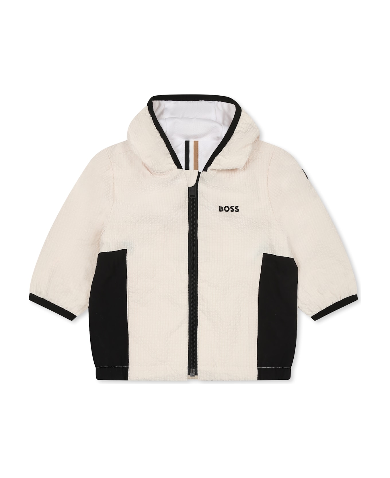 Hugo Boss Beige Windbreaker Jacket For Baby Boy With Logo - Beige