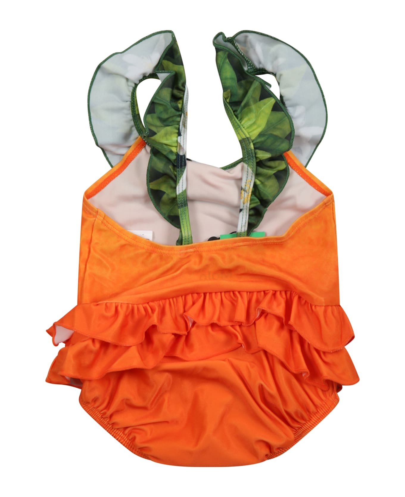Molo Orange Swimsut For Baby Girl With Logo - Orange