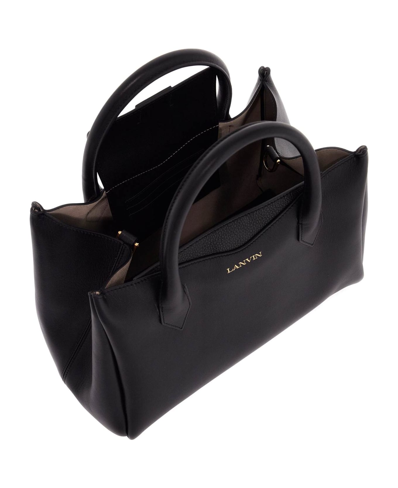 Lanvin Leather Bag With Logo - Black