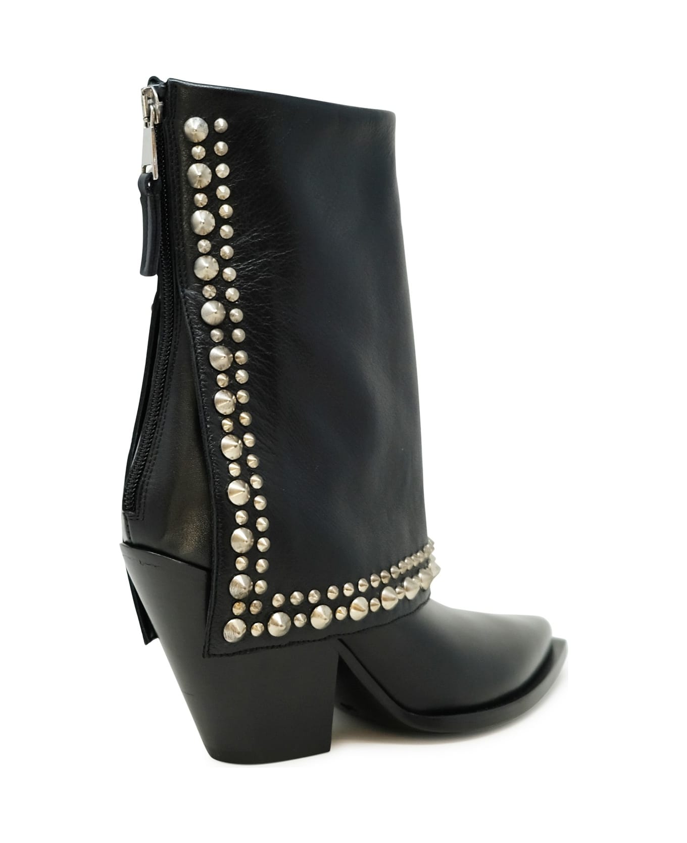 Elena Iachi Black Leather Peggy Ankle Boots - BLACK