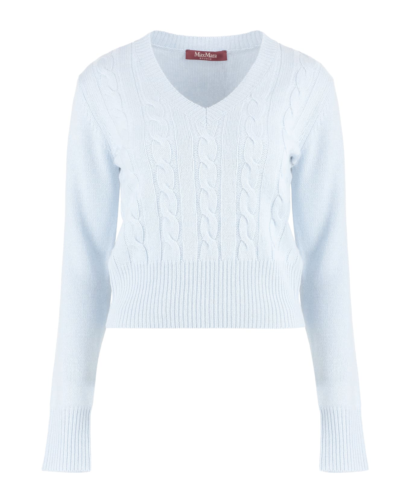 Max Mara Studio Cashmere V-neck Sweater - Light Blue ニットウェア