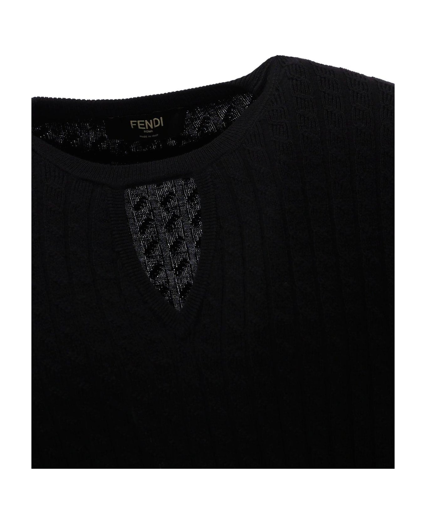 Fendi Cut-out Detailed Knit Jumper - BLACK