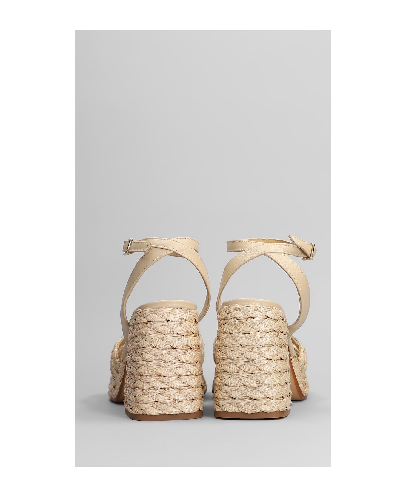 Castañer Valeriette-258 Sandals In Beige Leather And Fabric - beige