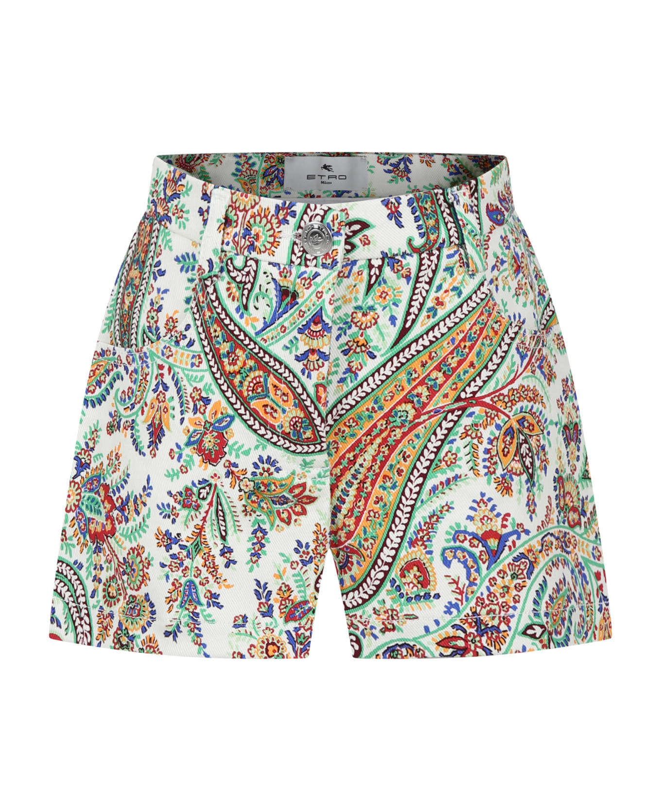 Etro Ivory Shorts For Girl With Paisley Pattern - Mc