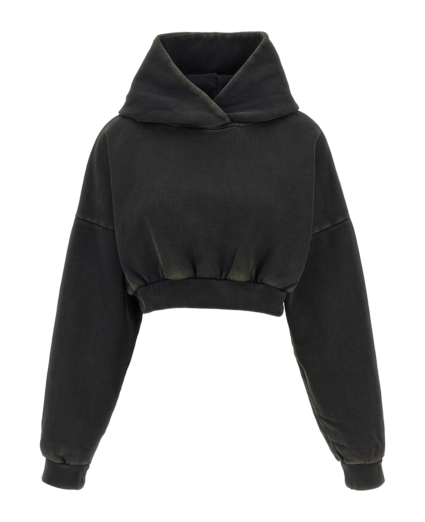 Entire Studios 'cropped Heavy Hood' Sweatshirt - Wb Washedblack