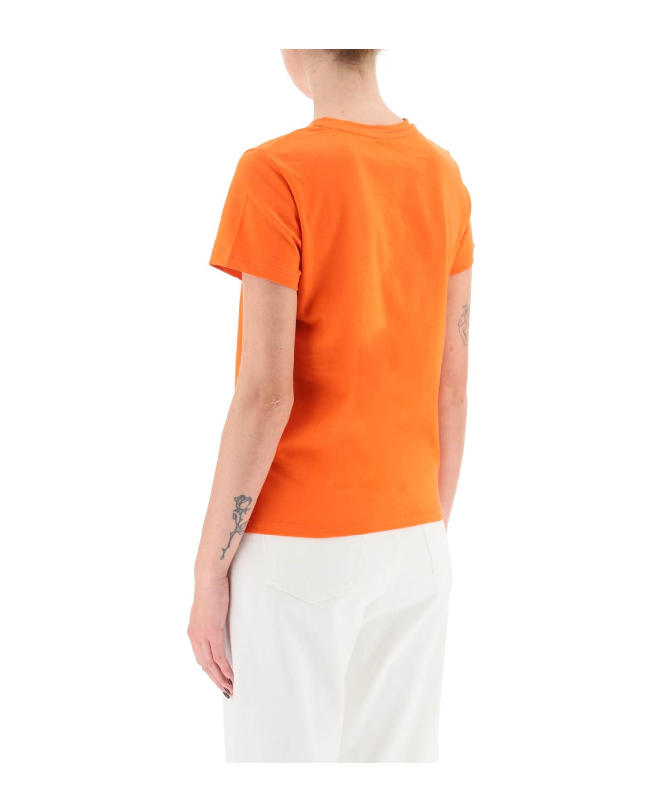 A.P.C. T-shirt With Flocked Vpc Logo - Orange