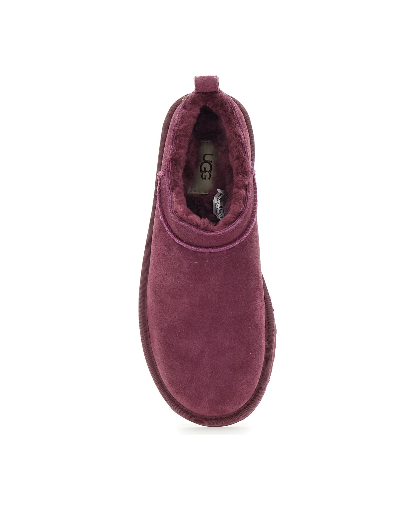 UGG Classic Micro Bordeaux Ankle Boots With Logo Embossed In Suede Woman - Bordeaux
