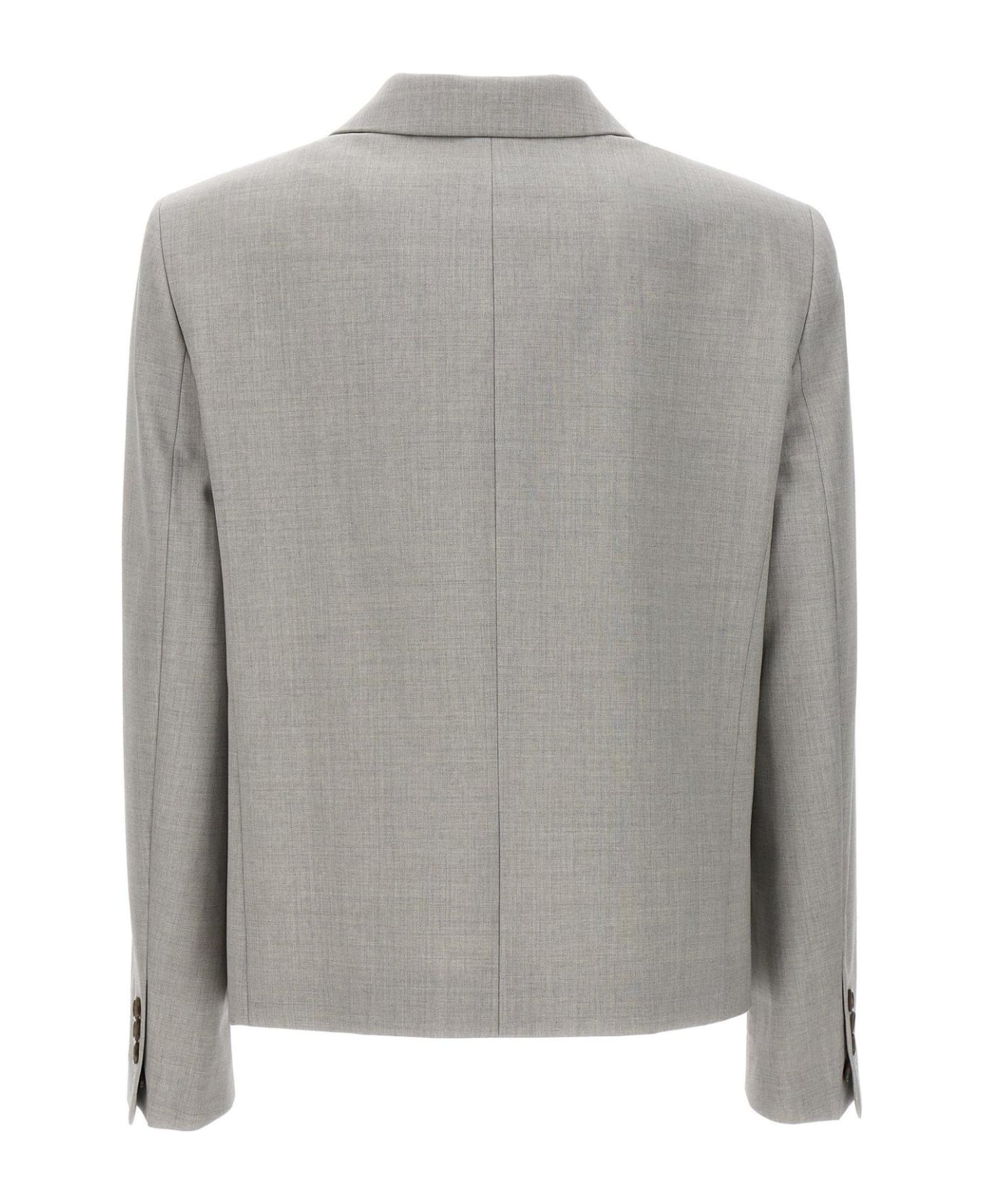Theory Double-breasted Cropped Tailored Blazer - Grey