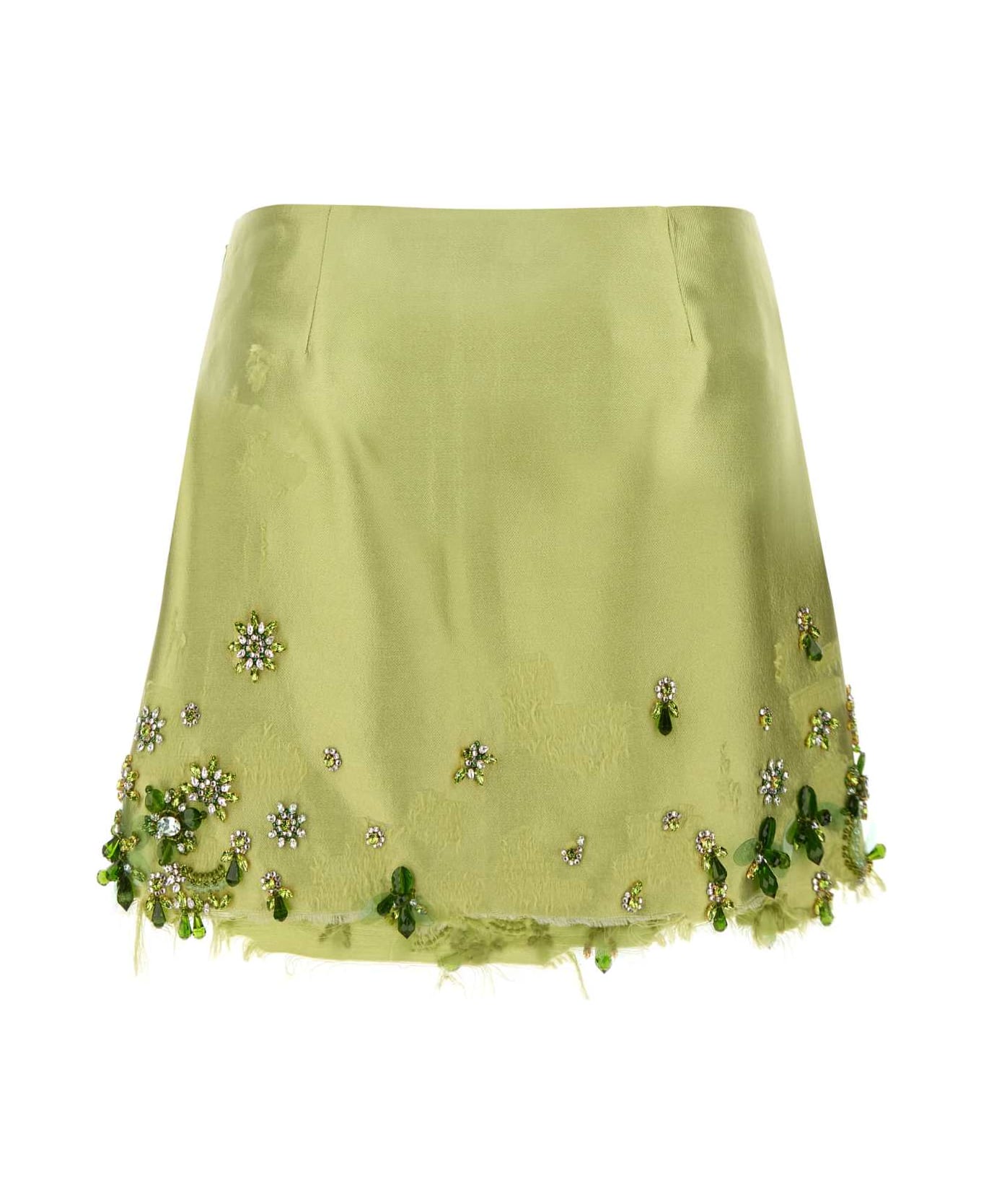 Prada Light Green Silk Blend Mini Skirt - FELCE