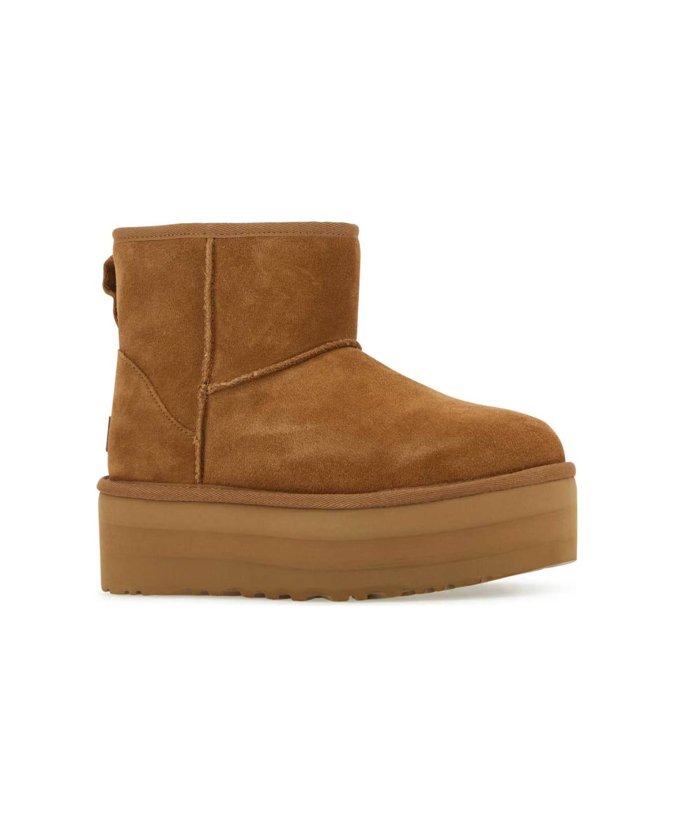 UGG Camel Suede Classic Mini Platform Ankle Boots - CHESTNUT
